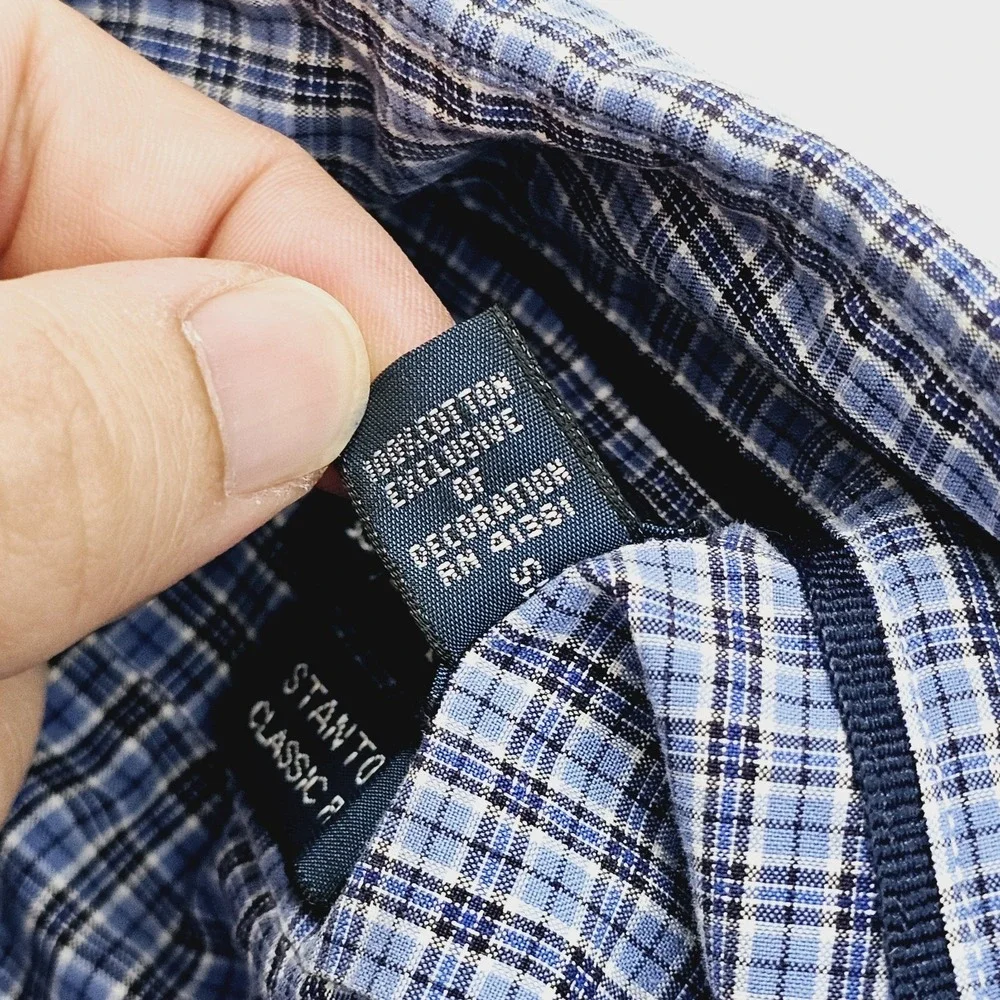 Polo Ralph Lauren Shirt Mens XL Stanton Classic Check Plaid Blue Long Sleeve Ivy